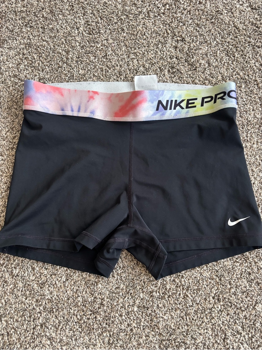 Nike Black Shorts with Multicolor Tie-Dye Waistband